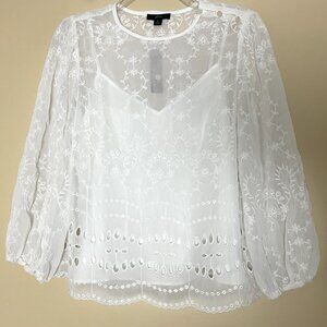 J. Crew Ivory Blouse Small NWT Eyelet Embroidery Cottagecore Fairy Romantic